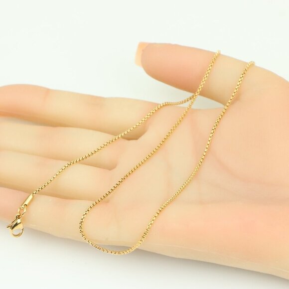 Elegant Rose Gold Box Chain Necklace, XPNL0341 - Picture 3 of 12